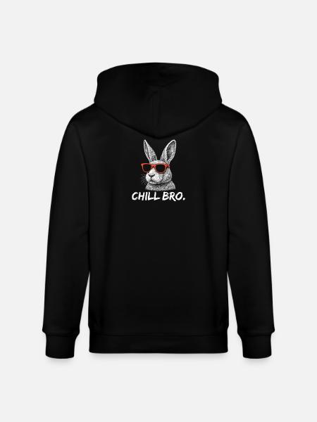 CHILL BRO – Funny bunny with sunglasses - Stanley/Stella CULTIVATOR  Unisex Organic Hooded Jacket - black