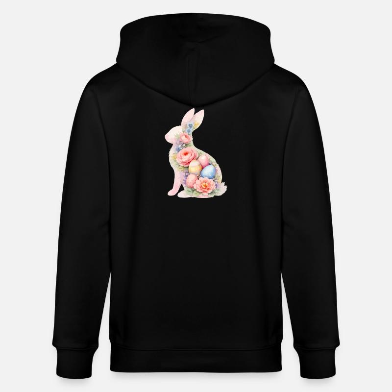 Aquarelle de Pâques du Lapin - Veste à capuche bio CULTIVATOR Stanley/Stella Unisexe - noir