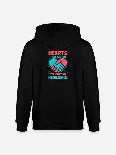 Volontari Apprezzamento Hearts che Ascoltano - Felpa con cappuccio ecologica unisex CULTIVATOR di Stanley/Stella - nero