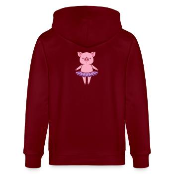 Süßes Schweinchen im Tutu - Stanley/Stella Unisex Bio-Kapuzenjacke CULTIVATOR  - Burgunderrot - Hinten - Anna (173cm)