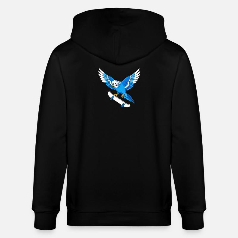 Blauer Papagei auf Skateboard - Stanley/Stella Unisex Bio-Kapuzenjacke CULTIVATOR - Schwarz