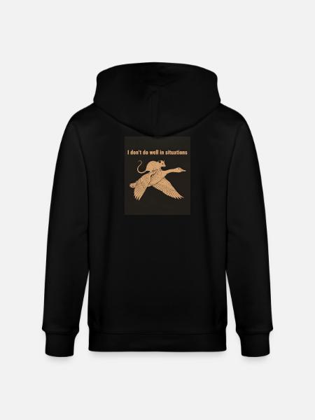Dino Surf on the Beach - Stanley/Stella CULTIVATOR  Unisex Organic Hooded Jacket - black