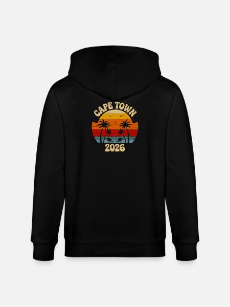 Cape Town 2026 Retro Sunset - Stanley/Stella CULTIVATOR  Unisex Organic Hooded Jacket - black