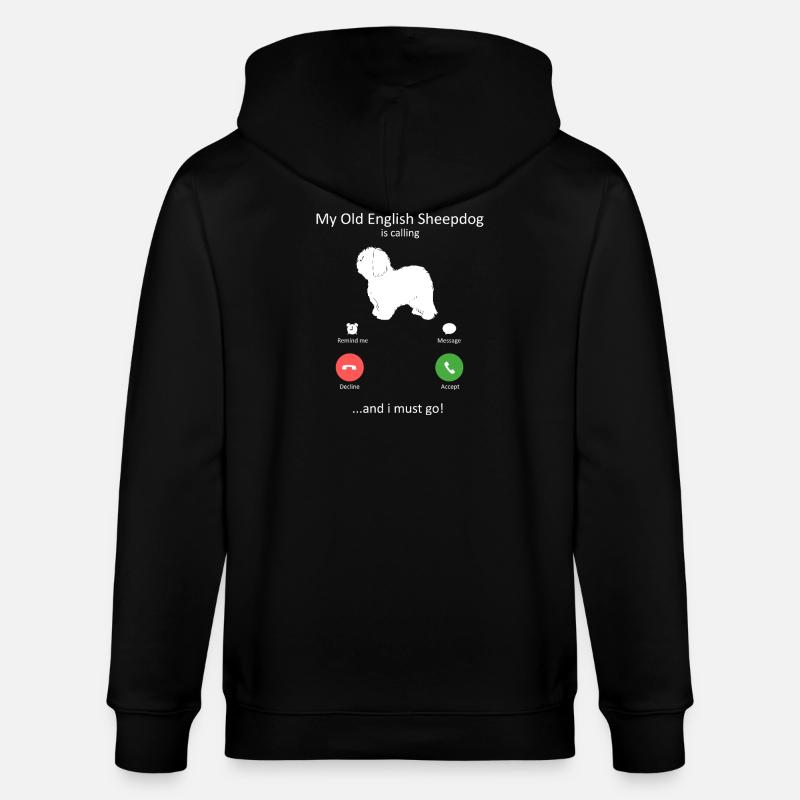 Altenglischer Schäferhund ruft Telefonbildschirm - Stanley/Stella Unisex Bio-Kapuzenjacke CULTIVATOR  - Schwarz
