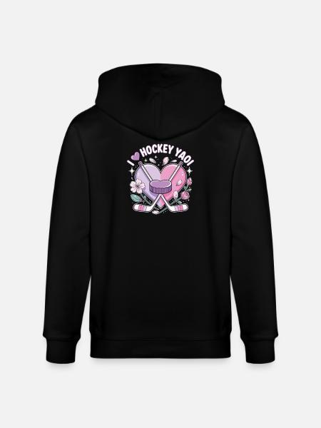 Pastel Heart Hockey Love - Stanley/Stella CULTIVATOR Unisex Organic Hooded Jacket - black