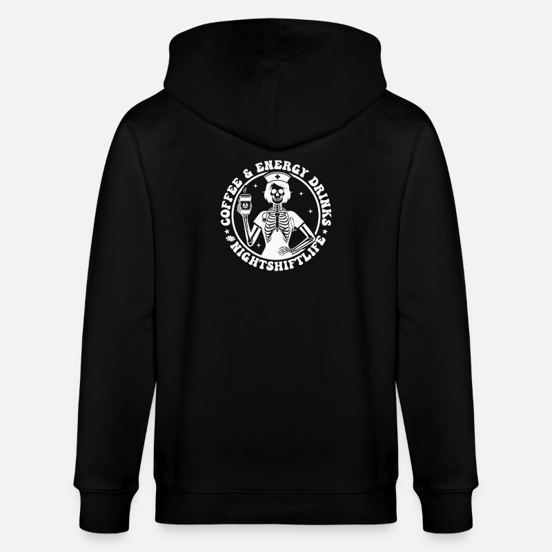 Nachtdienst Kaffee-Skelett - Stanley/Stella Unisex Bio-Kapuzenjacke CULTIVATOR - Schwarz