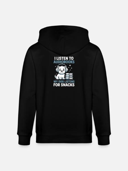 Dogs Audiobook Fans Reading Bookish Gift - Stanley/Stella CULTIVATOR  Unisex Organic Hooded Jacket - black