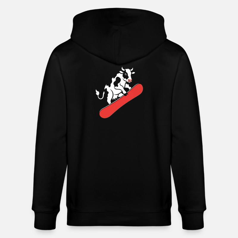 Vache sur skateboard - Veste à capuche bio CULTIVATOR Stanley/Stella Unisexe - noir