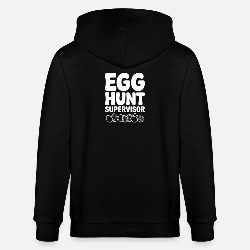 egg_hunt_supervisor_white - Stanley/Stella Unisex Bio-Kapuzenjacke CULTIVATOR  - Schwarz