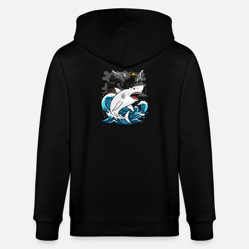Chat pirate contre requin tempête - Veste à capuche bio CULTIVATOR Stanley/Stella Unisexe - noir