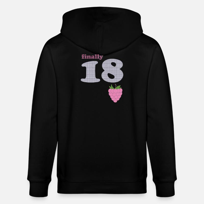Endlich 18 – Beeren Plaid Design - Stanley/Stella Unisex Bio-Kapuzenjacke CULTIVATOR  - Schwarz