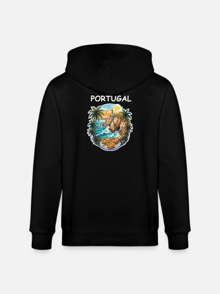 Portugal Cliffs - Stanley/Stella CULTIVATOR Unisex Organic Hooded Jacket - black