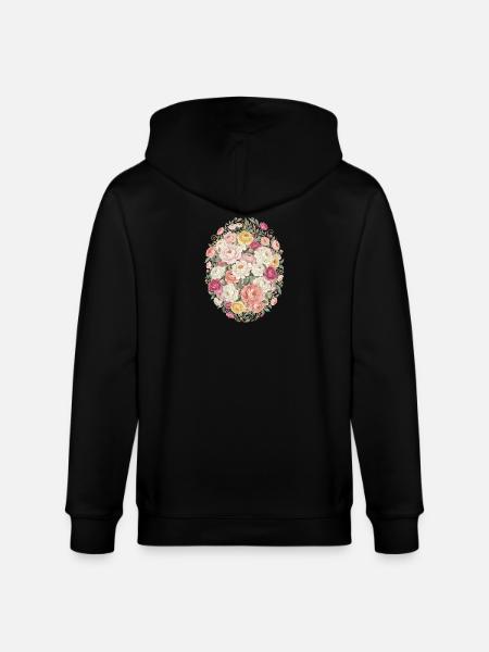 Pastel Blossom Oval Rose Bouquet - Stanley/Stella CULTIVATOR Unisex Organic Hooded Jacket - black