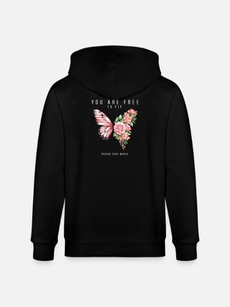 Inspiring butterfly fan graphic - Stanley/Stella CULTIVATOR Unisex Organic Hooded Jacket - black