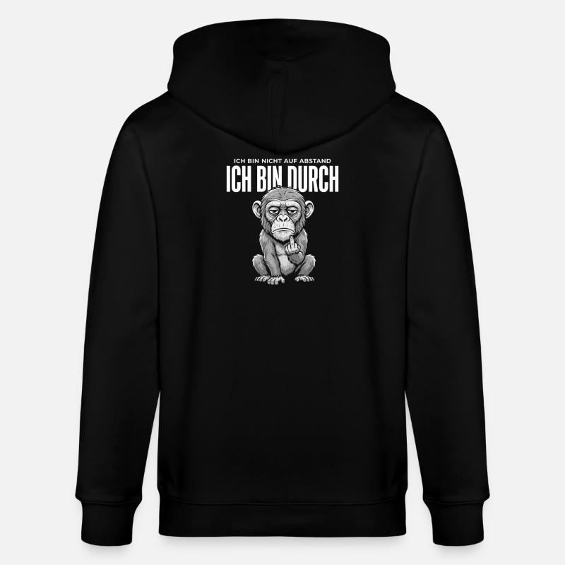 Affe Mittelfinger – Ich bin durch - Stanley/Stella Unisex Bio-Kapuzenjacke CULTIVATOR  - Schwarz