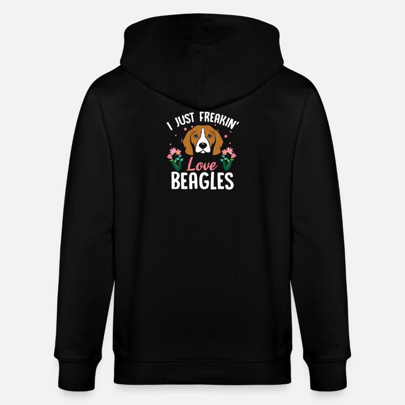 Beagle Love Blumen-Tee - Stanley/Stella Unisex Bio-Kapuzenjacke CULTIVATOR  - Schwarz