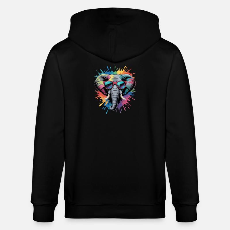 Bunter Elefant Wasserfarben Spritzer - Stanley/Stella Unisex Bio-Kapuzenjacke CULTIVATOR  - Schwarz