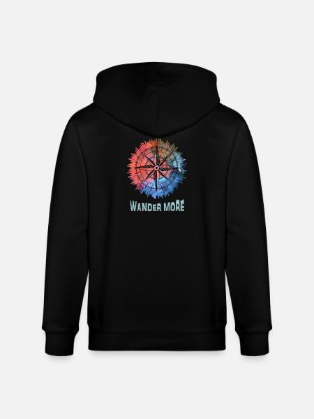 Wander More Compass Batik - Stanley/Stella Unisex Bio-Kapuzenjacke CULTIVATOR  - Schwarz