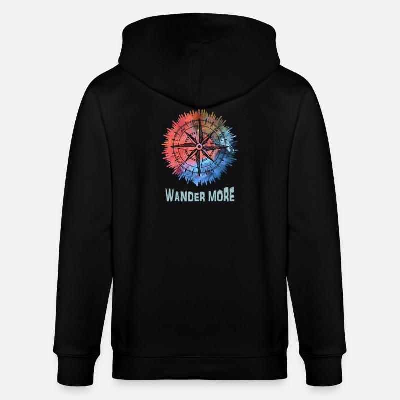 Wander More Compass Tie-Dye - Veste à capuche bio CULTIVATOR Stanley/Stella Unisexe - noir