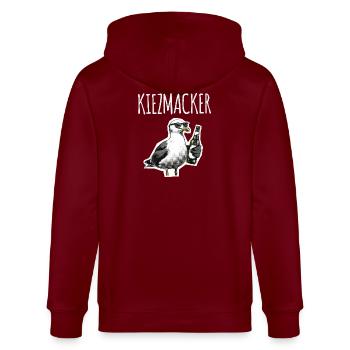 Kiez Möwe Macker - Stanley/Stella Unisex Bio-Kapuzenjacke CULTIVATOR  - Burgunderrot - Hinten - Anna (173cm)