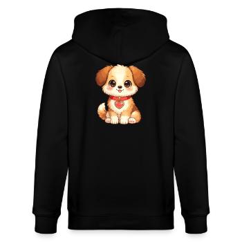 Cuddly dog with heart pendant - Stanley/Stella CULTIVATOR  Unisex Organic Hooded Jacket - black - Back - Anna (173cm)
