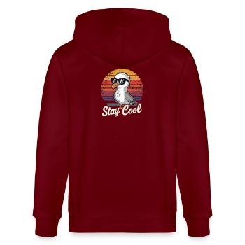  Stay Cool Lustige Moewe Mit Sonnenbrille Retro - Stanley/Stella Unisex Bio-Kapuzenjacke CULTIVATOR  - Burgunderrot - Hinten - Anna (173cm)