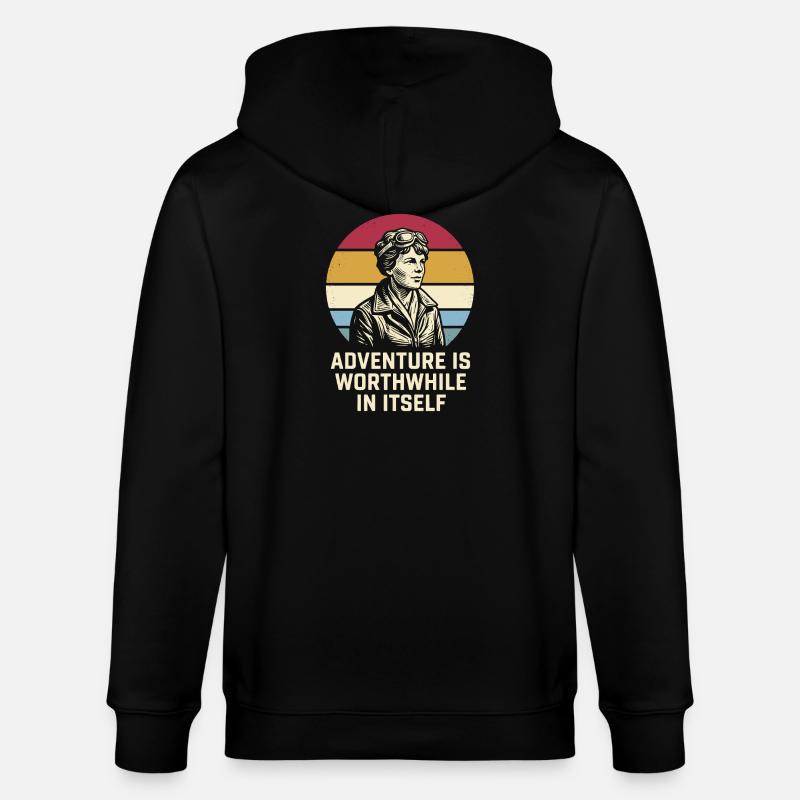 Amelia Earhart L'avventura vale la pena - Felpa con cappuccio ecologica unisex CULTIVATOR di Stanley/Stella - nero