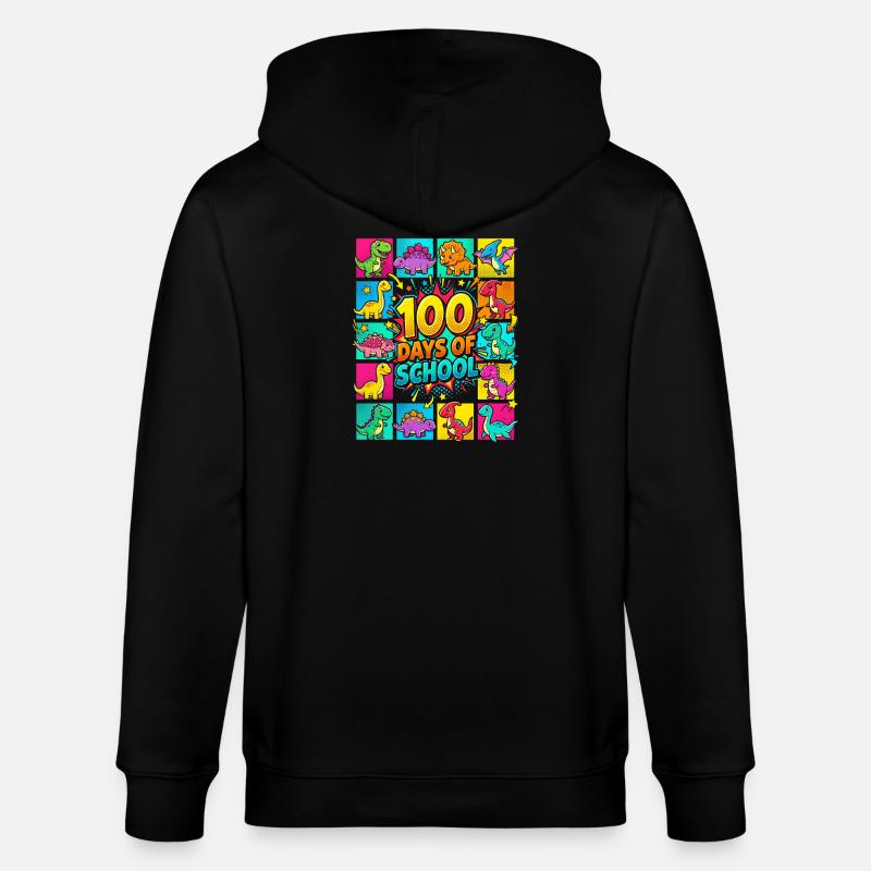 Dino Bunt : 100 jours d’école - Veste à capuche bio CULTIVATOR Stanley/Stella Unisexe - noir