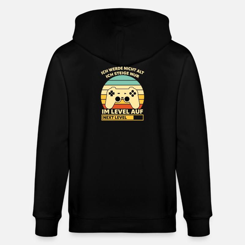 Levelaufstieg Retro-Controller Design - Stanley/Stella Unisex Bio-Kapuzenjacke CULTIVATOR  - Schwarz
