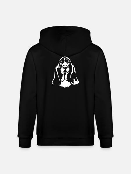Basset Hound "Black Edition" - Stanley/Stella CULTIVATOR Unisex Organic Hooded Jacket - black
