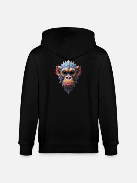 Ornate Chimp Mask - Stanley/Stella CULTIVATOR Unisex Organic Hooded Jacket - black