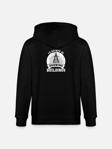 I'd rather draw buildings - Stanley/Stella CULTIVATOR  Unisex Organic Hooded Jacket - black