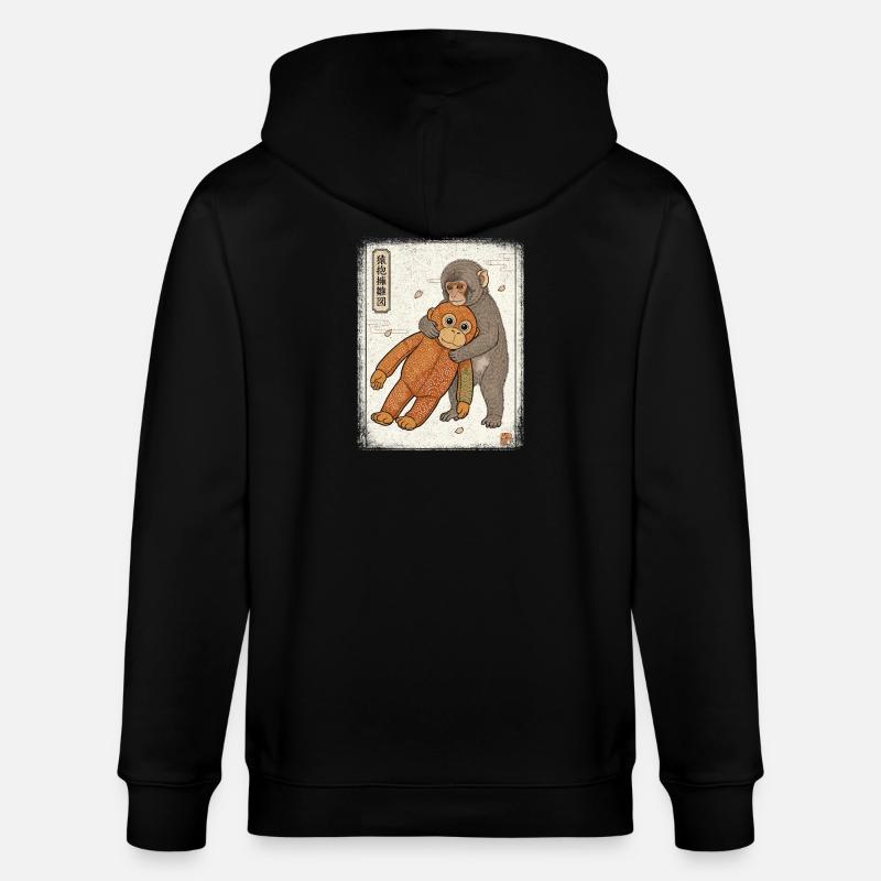 Ukiyo-e Baby Monkey Punch - Stanley/Stella Unisex Bio-Kapuzenjacke CULTIVATOR  - Schwarz