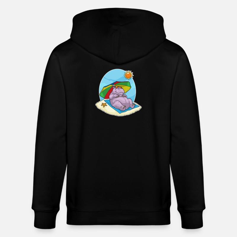 Nilpferd Strand Sonnenschirm Sommer - Stanley/Stella Unisex Bio-Kapuzenjacke CULTIVATOR - Schwarz