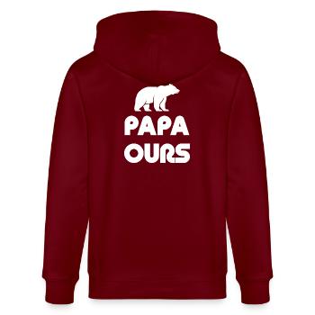 Papa Ours Silhouette - Stanley/Stella Unisex Bio-Kapuzenjacke CULTIVATOR  - Burgunderrot - Hinten - Anna (173cm)