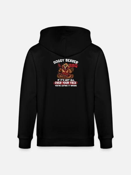 Soggy Beaver BBQ Funny Pitmaster - Stanley/Stella CULTIVATOR Unisex Organic Hooded Jacket - black