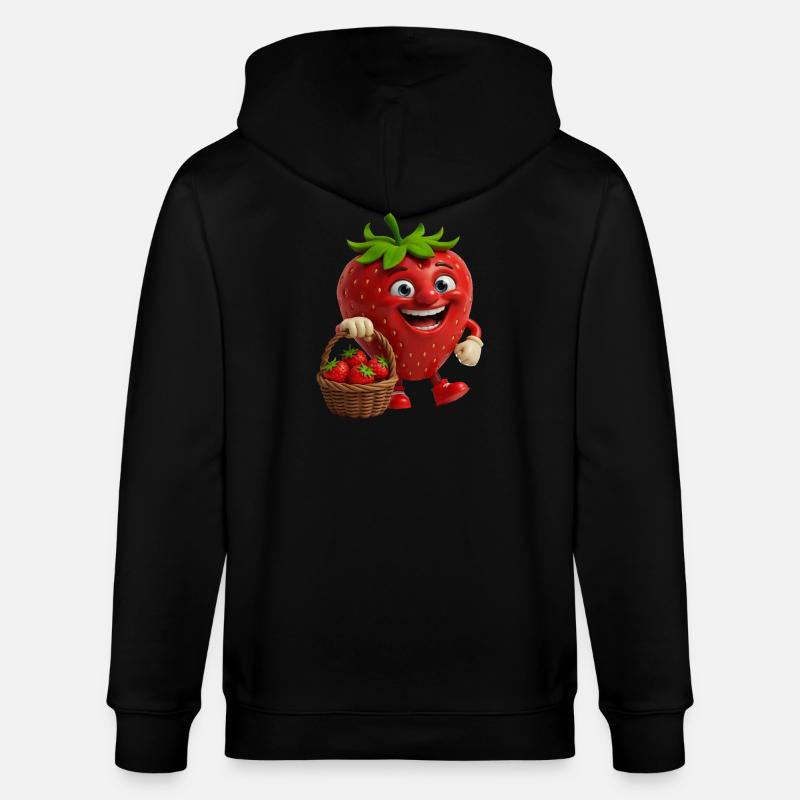 Erdbeere mit Gesicht - Stanley/Stella Unisex Bio-Kapuzenjacke CULTIVATOR - Schwarz