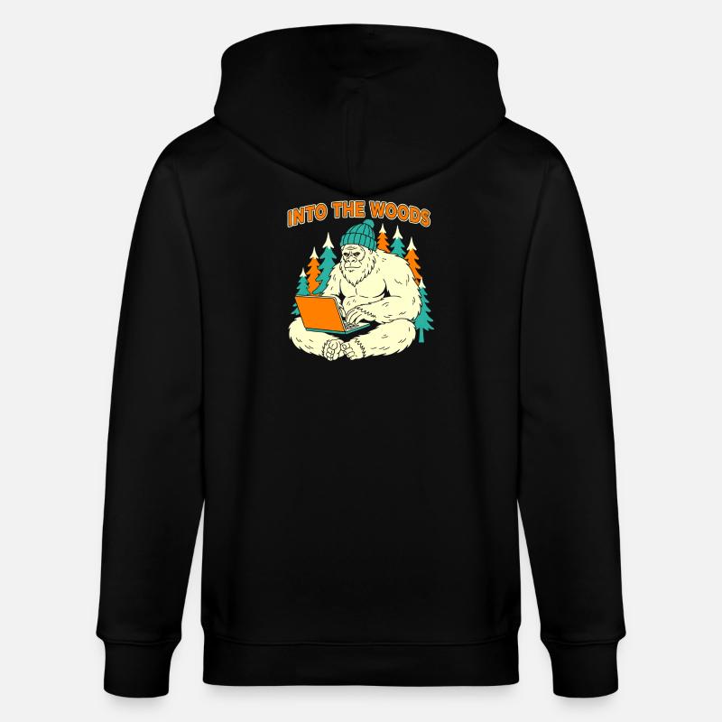 Sasquatch-Laptop im Wald - Stanley/Stella Unisex Bio-Kapuzenjacke CULTIVATOR - Schwarz