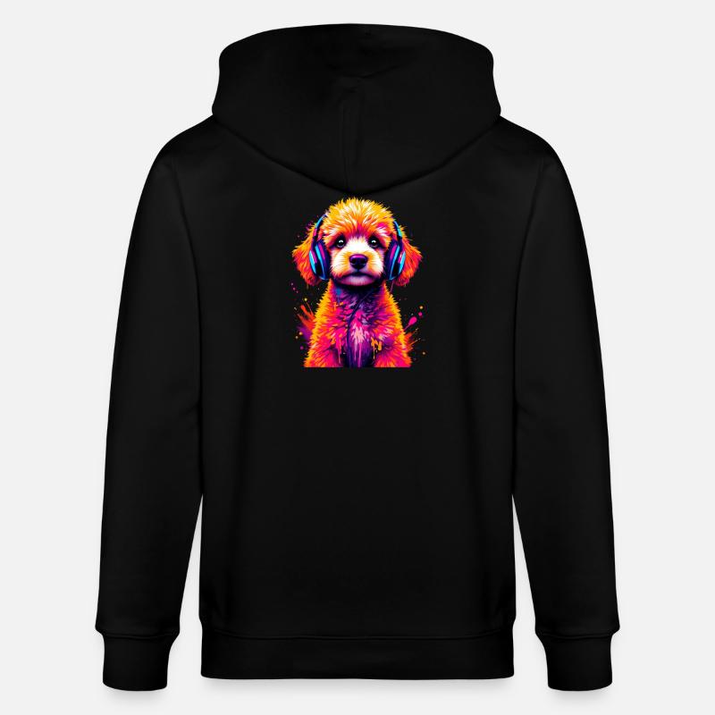 Caniche avec un casque - Veste à capuche bio CULTIVATOR Stanley/Stella Unisexe - noir