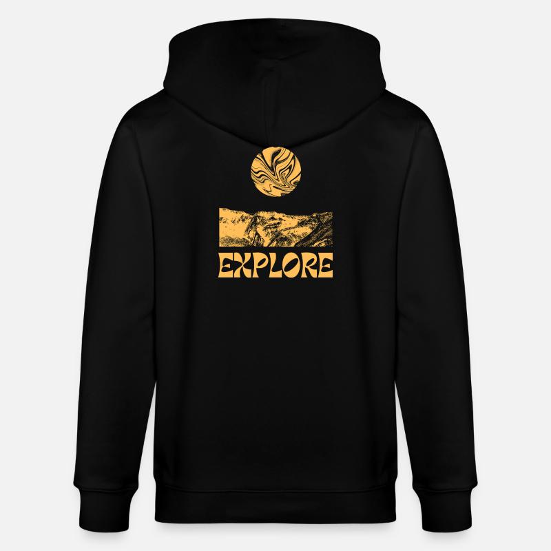 Explore Mountains Sun - Stanley/Stella CULTIVATOR  Unisex Organic Hooded Jacket - black