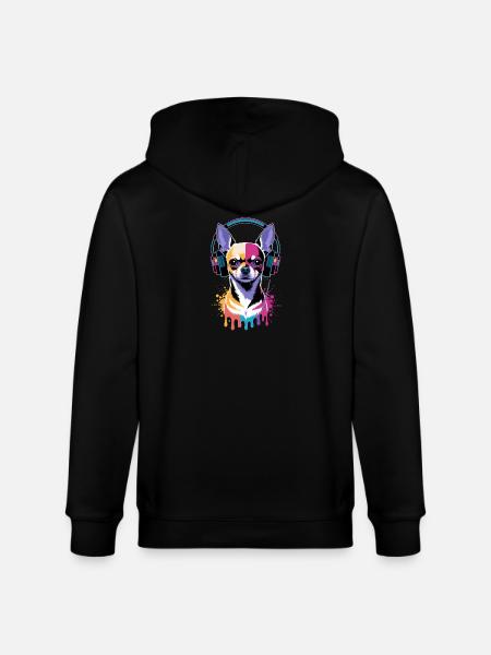 Chihuahua Kopfhörer - Stanley/Stella Unisex Bio-Kapuzenjacke CULTIVATOR  - Schwarz