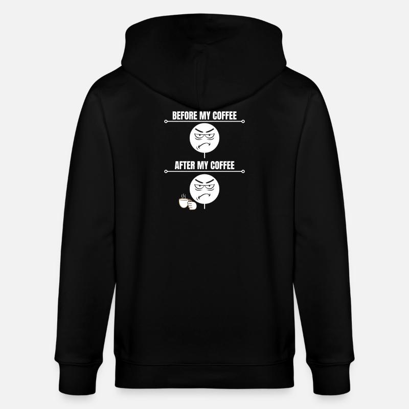 Grumpy Coffee Mood - Stanley/Stella CULTIVATOR  Unisex Organic Hooded Jacket - black