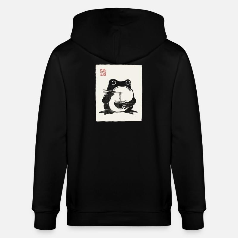 Japanisches Grumpy Frog Ramen-Nudelfest - Stanley/Stella Unisex Bio-Kapuzenjacke CULTIVATOR  - Schwarz