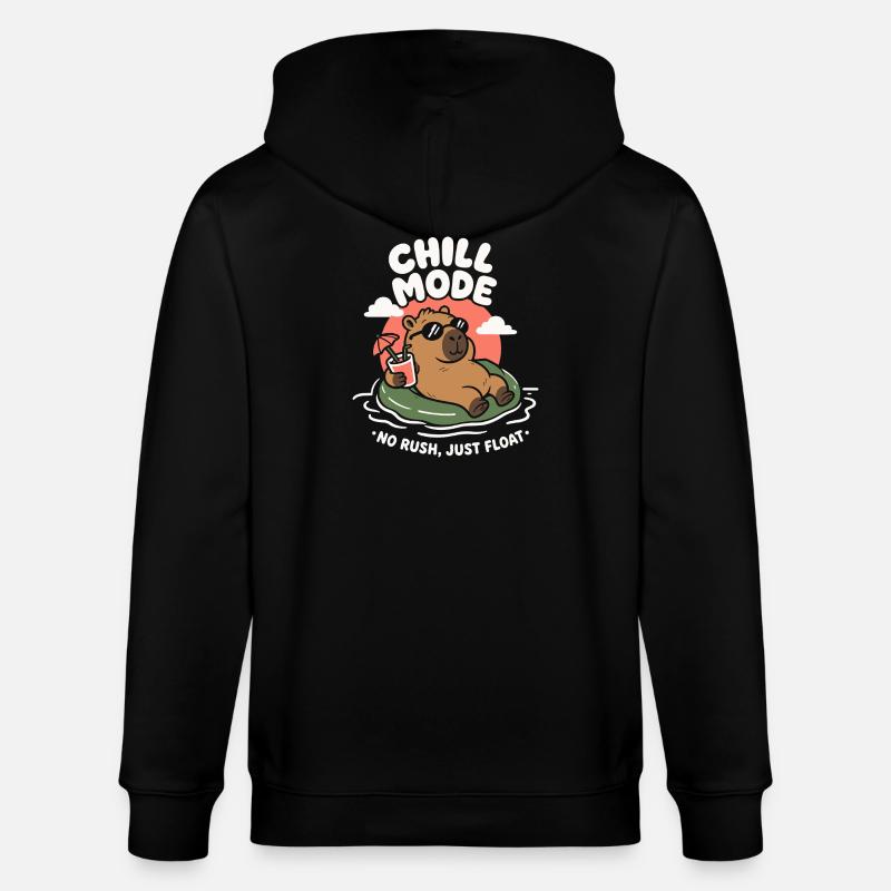 Chill Mode Summer Capybara - Stanley/Stella CULTIVATOR Unisex Organic Hooded Jacket - black
