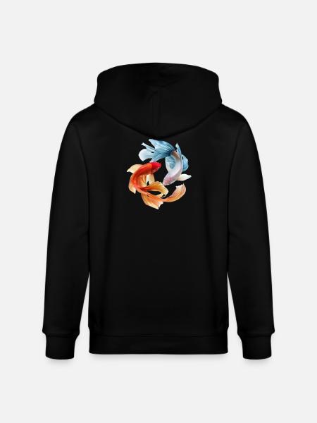Koi-Farbkreis: Goldfisch-Paar - Stanley/Stella Unisex Bio-Kapuzenjacke CULTIVATOR  - Schwarz