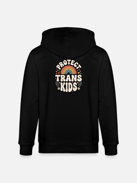LGBTQ Pride - Protect Trans Kids - Stanley/Stella CULTIVATOR Unisex Organic Hooded Jacket - black