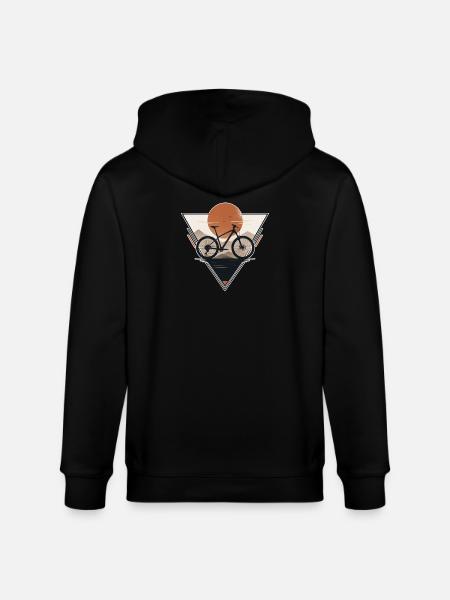 Sunset with bicycle in triangle print - Stanley/Stella CULTIVATOR  Unisex Organic Hooded Jacket - black