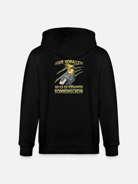 Nymphensittich Cockatiel exotischer Papagei - Stanley/Stella Unisex Bio-Kapuzenjacke CULTIVATOR - Schwarz