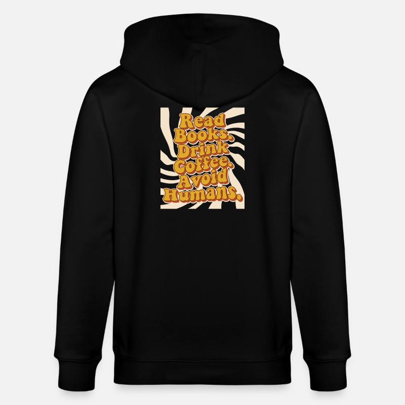 Introvertiert Leseratte Kaffee Bücher  - Stanley/Stella Unisex Bio-Kapuzenjacke CULTIVATOR  - Schwarz