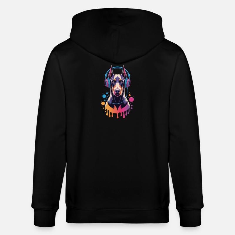 Doberman avec casque - Veste à capuche bio CULTIVATOR Stanley/Stella Unisexe - noir